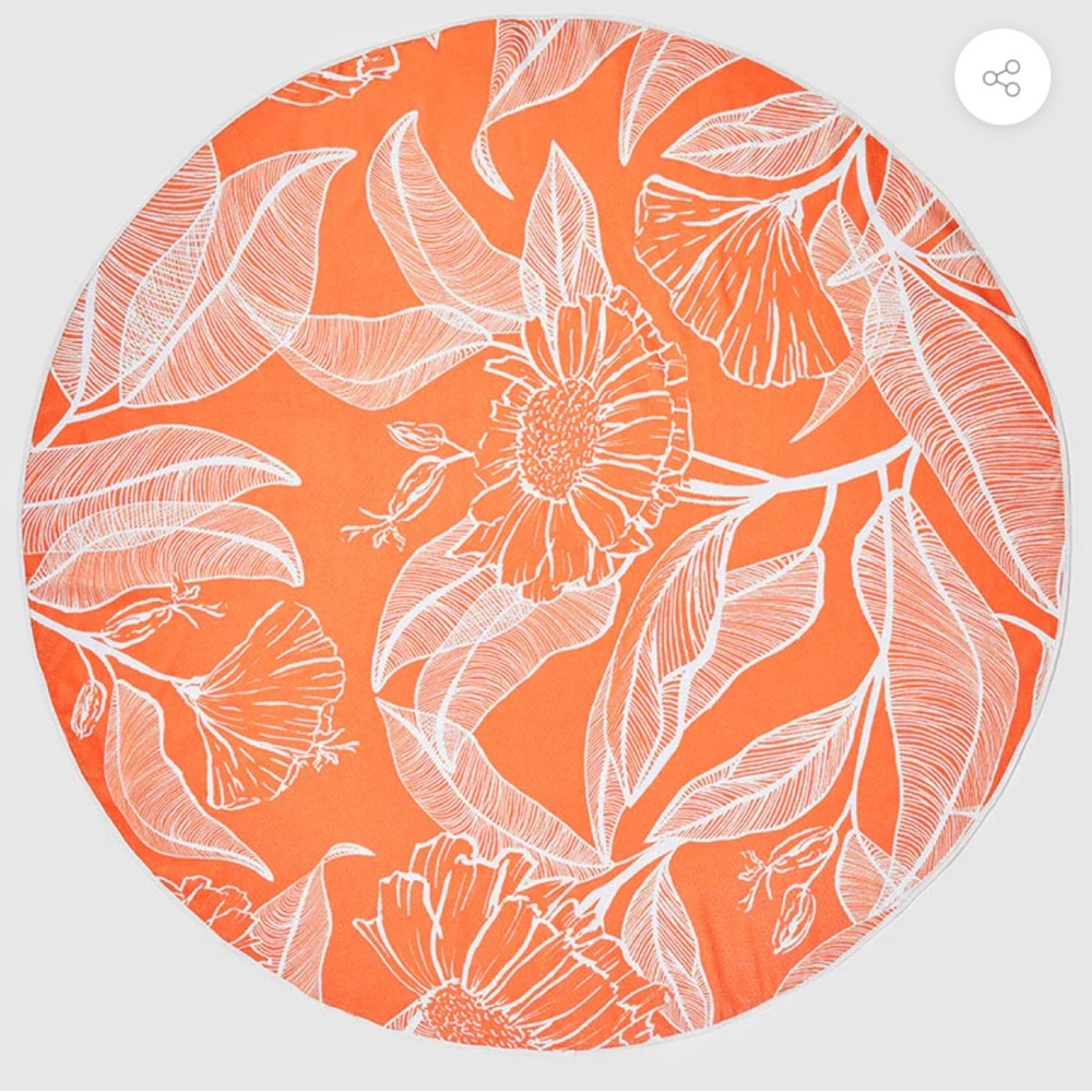 Summer and Rose Roundie Beach Towel 57 Inch Orange White